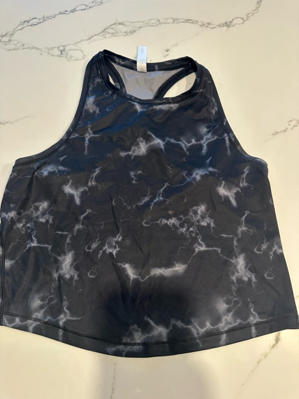 90 Degree By Reflex Black & White Marbled Racerback Tank